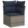 Salon de jardin 5 pcs avec coussins gris résine tressée 