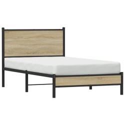 Cadre de lit en métal sans matelas chêne sonoma 107x203 cm 
