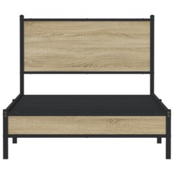Cadre de lit en métal sans matelas chêne sonoma 107x203 cm 