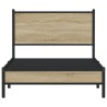 Cadre de lit en métal sans matelas chêne sonoma 107x203 cm 
