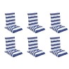 Coussins de chaise à dossier bas lot de 6 rayures bleu/blanc 