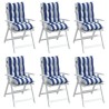 Coussins de chaise à dossier bas lot de 6 rayures bleu/blanc 