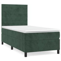 Sommier à lattes de lit avec matelas Vert foncé 90x200 cm 