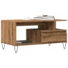 Table basse chêne artisanal 90x49x45 cm bois d'ingénierie 