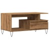 Table basse chêne artisanal 90x49x45 cm bois d'ingénierie 