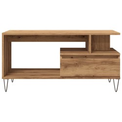 Table basse chêne artisanal 90x49x45 cm bois d'ingénierie 