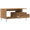Table basse chêne artisanal 90x49x45 cm bois d'ingénierie 