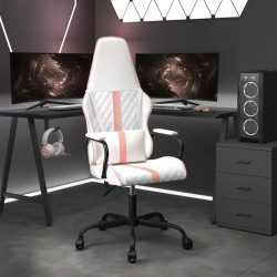 Chaise de jeu de massage rose et blanc similicuir 