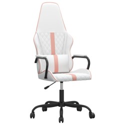 Chaise de jeu de massage rose et blanc similicuir 
