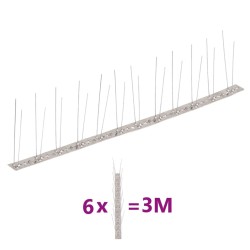 Ensemble de 6 pointes à 2 rangées contre oiseaux Inox 3 m 