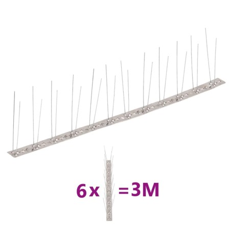 Ensemble de 6 pointes à 2 rangées contre oiseaux Inox 3 m 