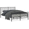 Cadre de lit métal sans matelas avec pied de lit noir 140x190cm 
