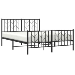 Cadre de lit métal sans matelas avec pied de lit noir 140x190cm 
