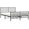 Cadre de lit métal sans matelas avec pied de lit noir 140x190cm 