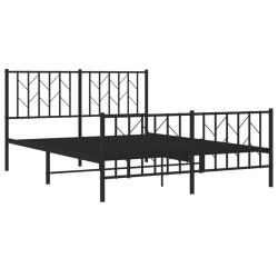 Cadre de lit métal sans matelas avec pied de lit noir 140x190cm 