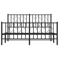 Cadre de lit métal sans matelas avec pied de lit noir 140x190cm 