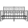 Cadre de lit métal sans matelas avec pied de lit noir 140x190cm 