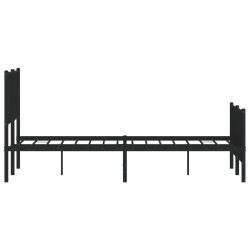 Cadre de lit métal sans matelas avec pied de lit noir 140x190cm 
