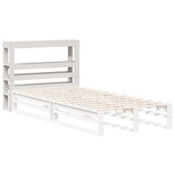 Tête de lit avec étagères blanc 100 cm bois massif de pin 