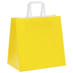 Sacs en papier 250 pcs avec poignées jaune 26x17x25 cm 