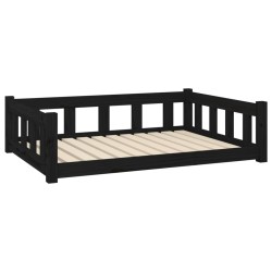 Lit pour chien noir 105,5x75,5x28 cm bois de pin solide 