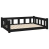 Lit pour chien noir 105,5x75,5x28 cm bois de pin solide 