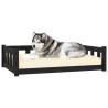 Lit pour chien noir 105,5x75,5x28 cm bois de pin solide 