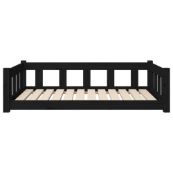 Lit pour chien noir 105,5x75,5x28 cm bois de pin solide 