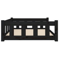 Lit pour chien noir 105,5x75,5x28 cm bois de pin solide 