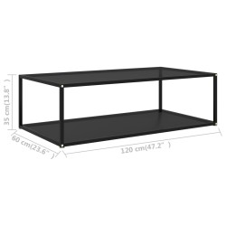 Table basse Noir 120x60x35 cm Verre trempé 