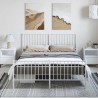 Cadre de lit métal sans matelas et pied de lit blanc 150x200 cm 