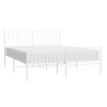 Cadre de lit métal sans matelas et pied de lit blanc 150x200 cm 