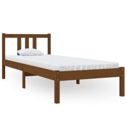 Cadre de lit sans matelas marron miel bois massif 75x190 cm 