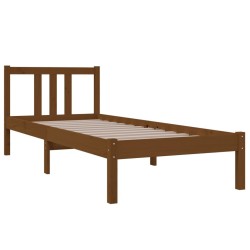 Cadre de lit sans matelas marron miel bois massif 75x190 cm 