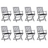 Chaises pliables d'extérieur lot de 8 et coussins Bois d'acacia 