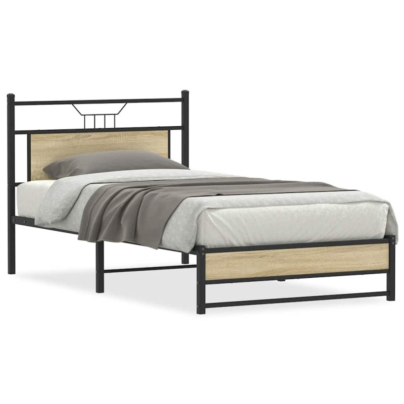 Cadre de lit sans matelas chêne sonoma 107x203 cm 