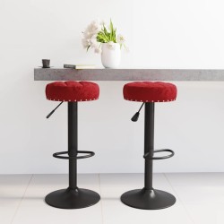 Tabourets de bar lot de 2 rouge bordeaux velours 