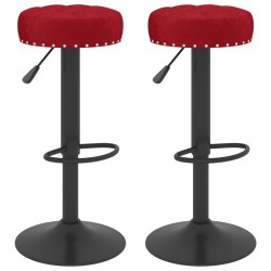 Tabourets de bar lot de 2 rouge bordeaux velours 