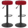 Tabourets de bar lot de 2 rouge bordeaux velours 