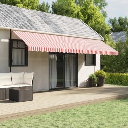 Tissu de remplacement pour auvent rayures rouges et blanches 