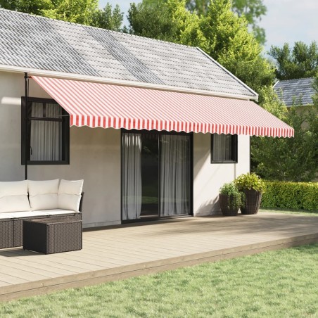 Tissu de remplacement pour auvent rayures rouges et blanches 