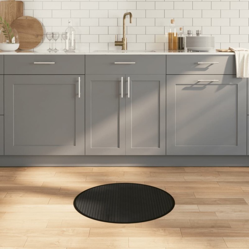 Tapis rond noir 60 cm bambou 