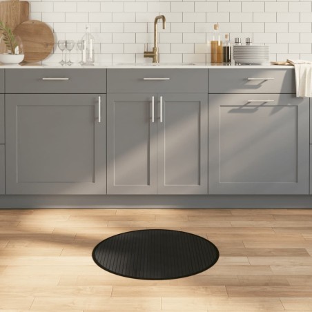 Tapis rond noir 60 cm bambou 
