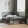 Cadre de lit métal sans matelas avec pied de lit noir 107x203cm 