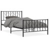 Cadre de lit métal sans matelas avec pied de lit noir 107x203cm 