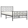 Cadre de lit métal sans matelas avec pied de lit noir 107x203cm 