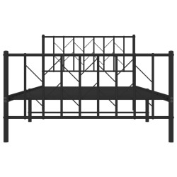 Cadre de lit métal sans matelas avec pied de lit noir 107x203cm 