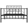 Cadre de lit métal sans matelas avec pied de lit noir 107x203cm 