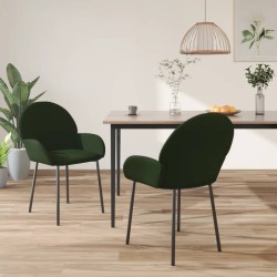 Chaises à manger lot de 2 Vert foncé Velours 