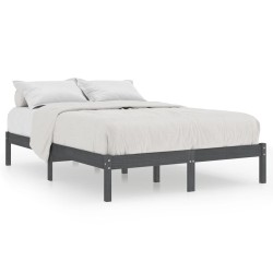 Cadre de lit sans matelas gris bois massif 